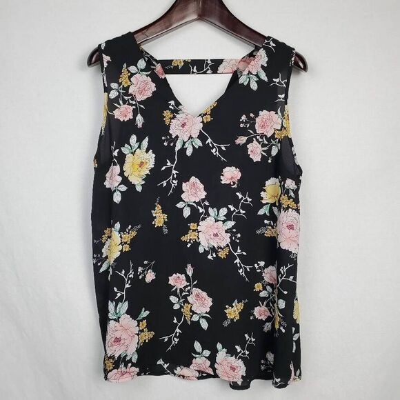 Maurices Large Black Floral Top - Picture 1 of 6